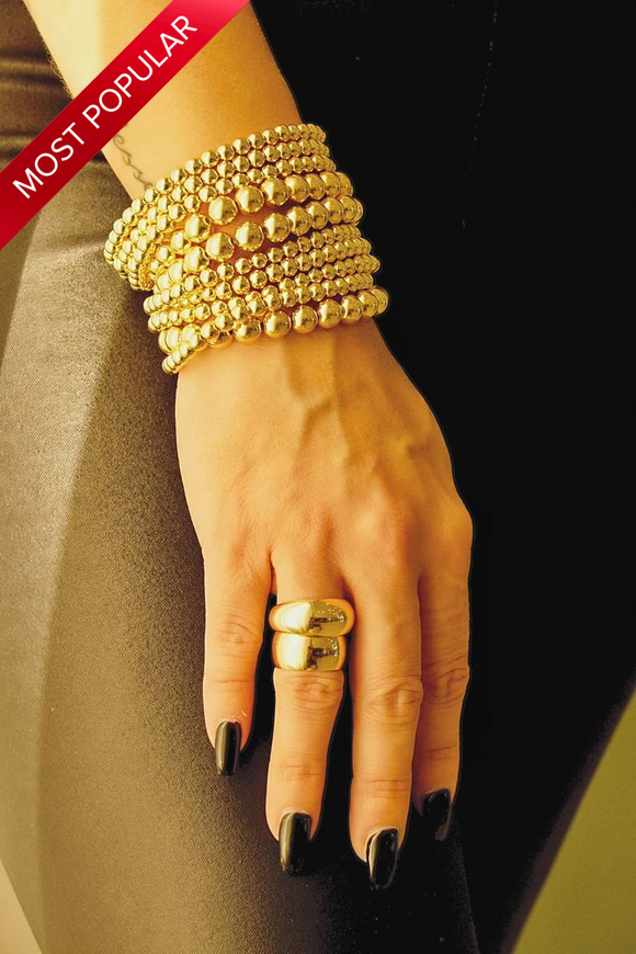 SMALL Gold Bead Bracelet | 18k Gold Filled Beaded Bracelet | Signature Bracelet | Stackable Bracelets | Stretchy Bracelet (I55-63)