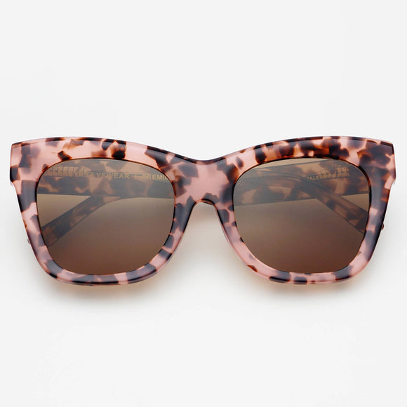 146-1 Palermo Acetate  Pink Tortoise Oversized Cat Eye Sunglasses