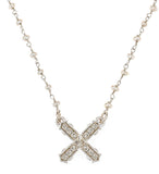X  Shaped Silver Micro Pearl French Kiss Necklace