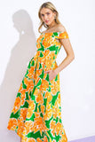 A printed twill midi dress - ID21141: GREEN ORANGE / Contemporary / M