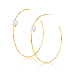 Belize Pearl Hoop: Gold