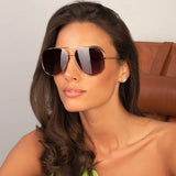68-6 Max Polarized Mens Womens Aviator Sunglasses: Gold / Puprle Polarized