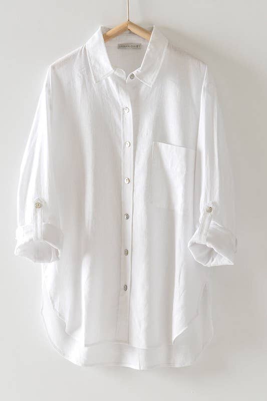 Basic Light Relaxed Fit Button Down Top