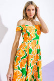 A printed twill midi dress - ID21141: GREEN ORANGE / Contemporary / M