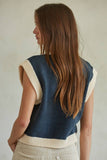 Navy and Cream Pullover Vest