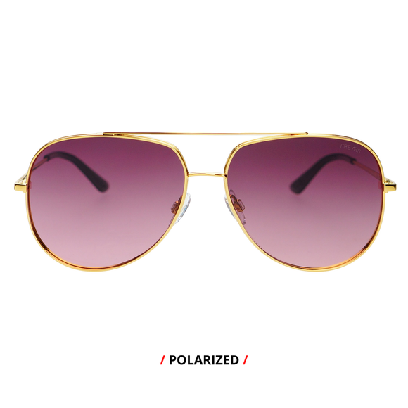 68-6 Max Polarized Mens Womens Aviator Sunglasses: Gold / Puprle Polarized