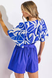 A printed woven top - IT13031: NAVY WHITE / Contemporary / M