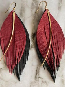 Gamecock Double Feathers With Gold Bar Earrings