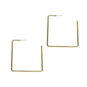 Gold Large 2" Open Square Earrings