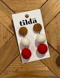 Tilda Felt Three Small Balls Earrings