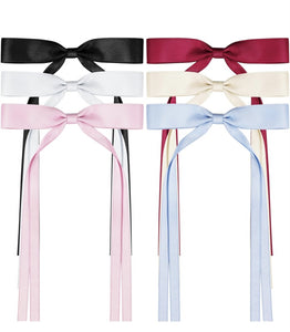 Set of 6 Silk Clip in Hair Bows