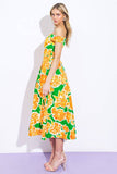 A printed twill midi dress - ID21141: GREEN ORANGE / Contemporary / M