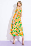 A printed twill midi dress - ID21141: GREEN ORANGE / Contemporary / M