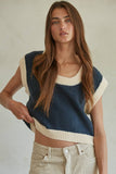 Navy and Cream Pullover Vest