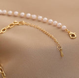 Ladies Lux Golden Beads and Pearl Necklace Gold