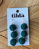 Tilda Felt Three Small Balls Earrings