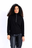 Black High-Neck Button Up Sweater