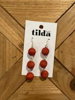 Tilda Red Lava Rock Dangle Earrings