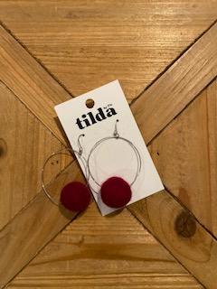 Tilda Red Felt Hoop Earrings