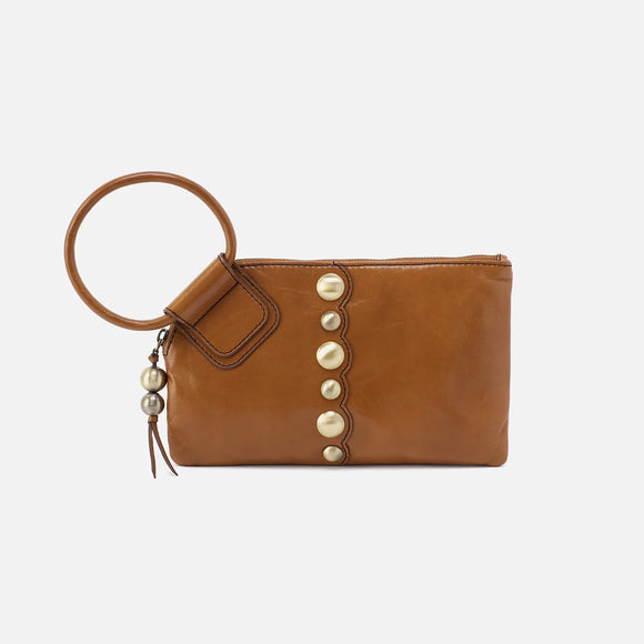 Sable Wristlet Hobo CLUTCH Brass details in Truffle