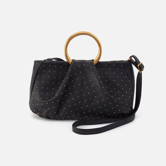 Sheila Ring Satchel in Black with Brass Handles