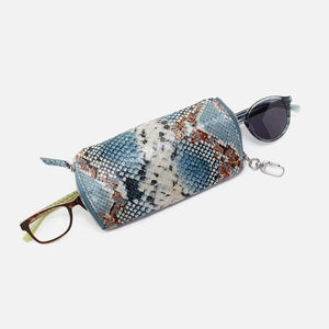 Spark Double Eyeglass case in Blue Tempest Snake