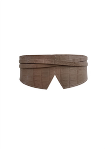 Olivia Belt - Taupe/Taupe Croco (Reversible)