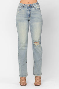 Judy Blue Dessarie Inseam Slit Straight Fit Jeans