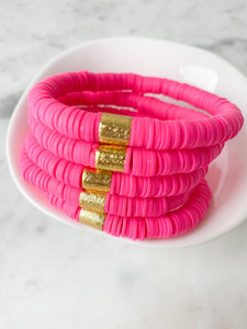 Hot Pink Disc Bracelet