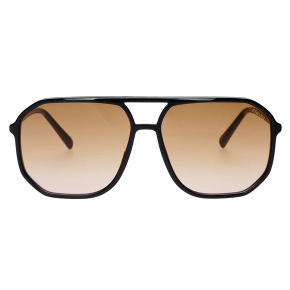 124-3 Billie Unisex Aviator Black/Brown Lens Sunglasses