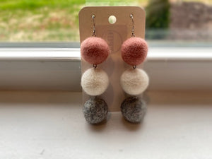 Tilda Three Ball Felt Earrings