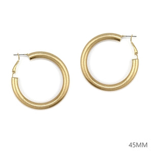 Worn Gold 1.75" Tube Hoop Earring