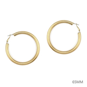Worn Gold 2.5" Tube Hoop Earring