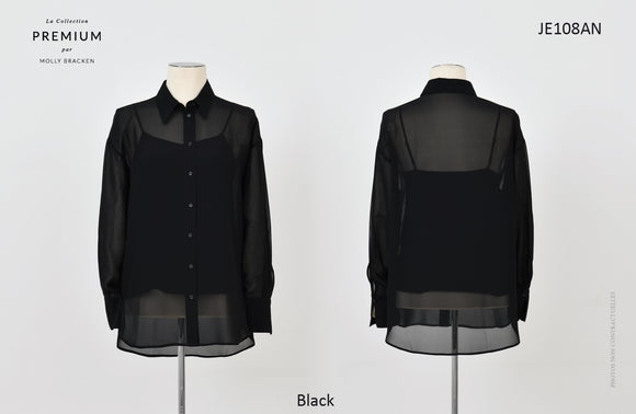 Elegant Black Sheer Long Sleeve Top