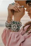 Single Strand Azur Mix W/ Euro Crystal Cuvée  Medallion Bracelet