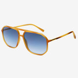 124-2 Billie Sunglasses Unisex Aviators in Light Brown with blue Lens