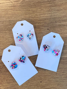 Sparkle Heart in Confetti Earrings