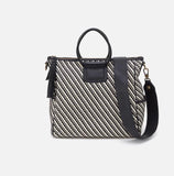 Sheila Large Satchel in Black and White Artisan Weave
